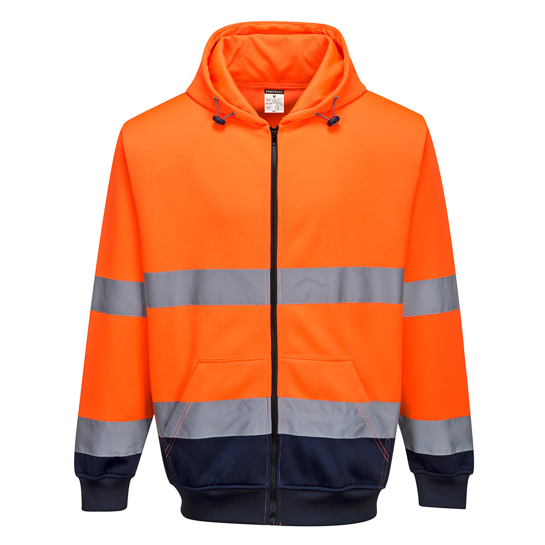 B317 - Sweat Hi-Vis bicolore zippé à capuche