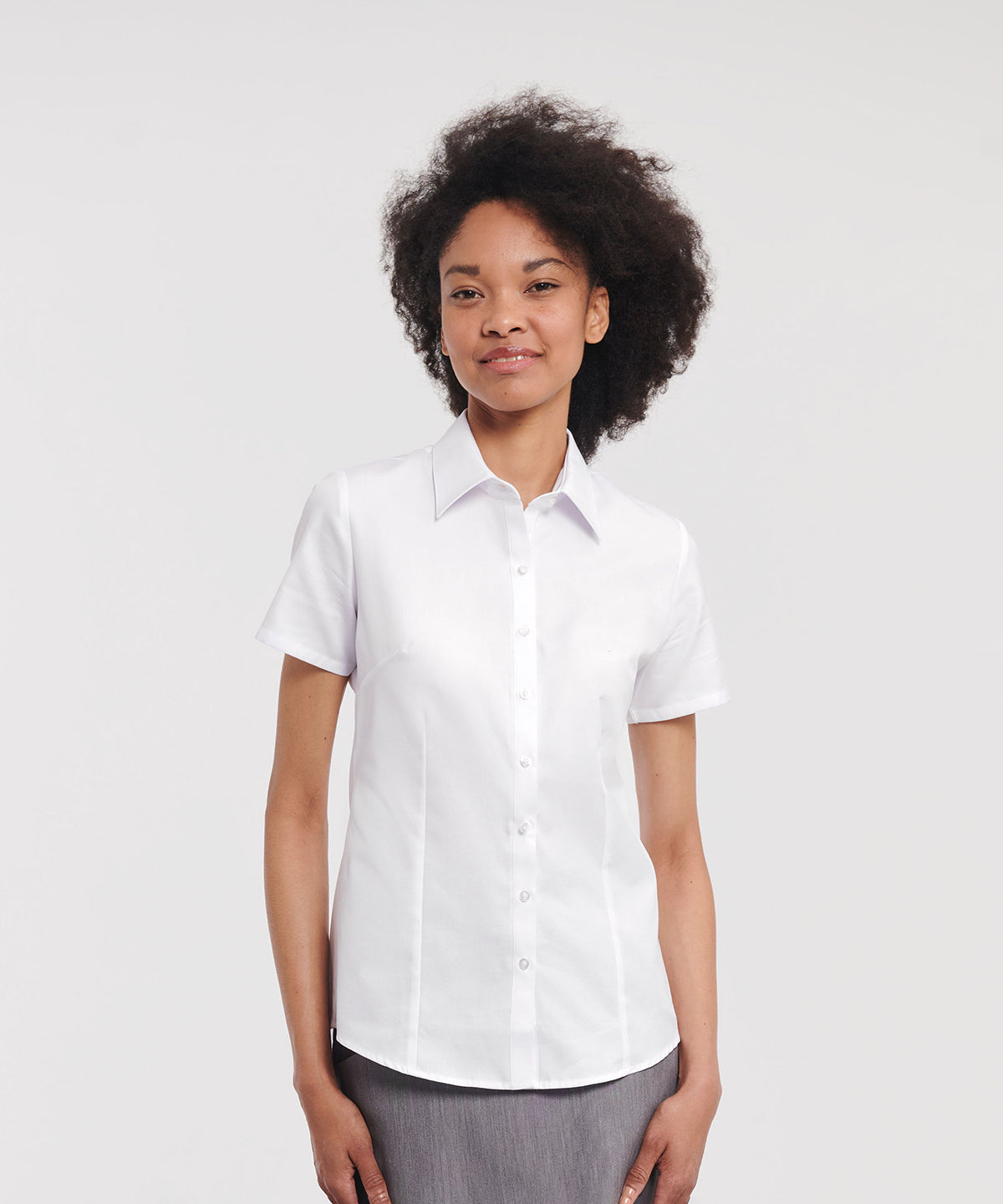 J963F Women's short sleeve herringbone shirt