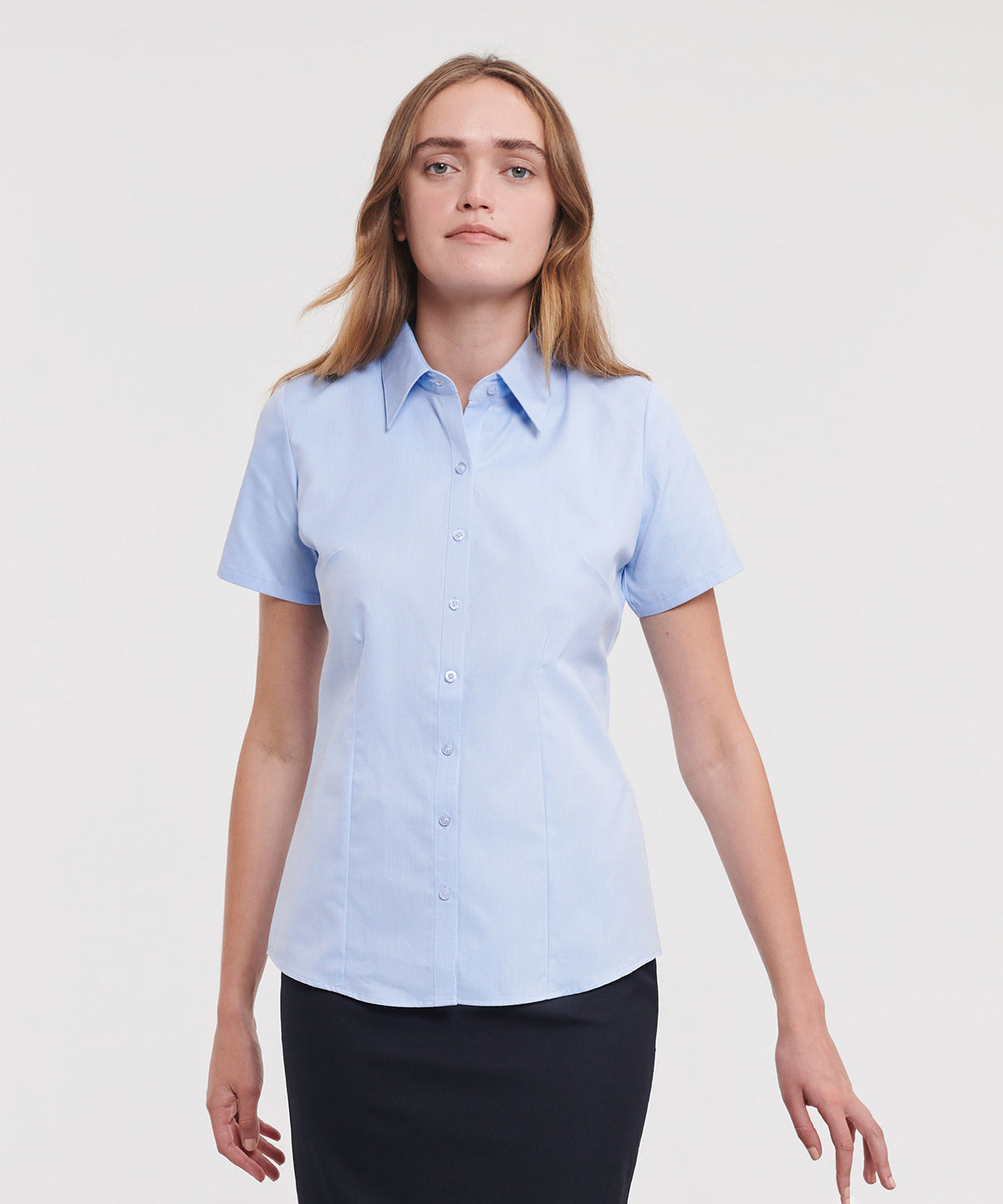 J963F Women's short sleeve herringbone shirt