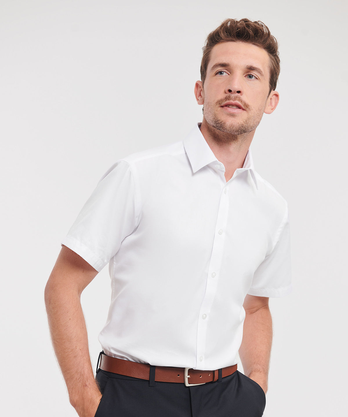 J963M Short sleeve herringbone shirt