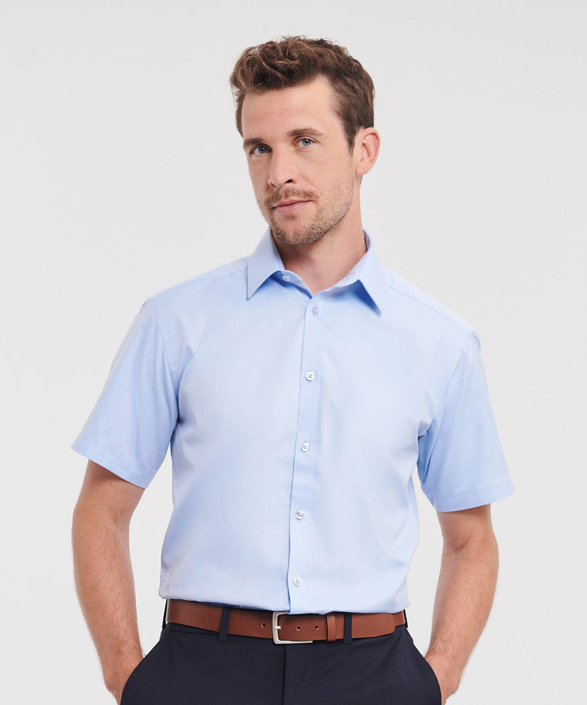 J963M Short sleeve herringbone shirt